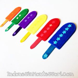 DIY toys mainan buatan sendiri mencocokkan warna es krim montesssori inspired